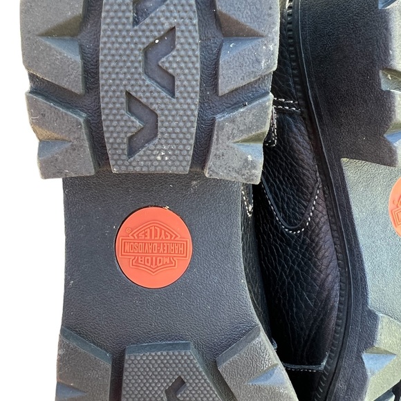 HARLEY DAVIDSON LEATHER LACEUP BLACK BOOTS WITH SIDE ZIPPER SIZE 9.5. 2” HEEL - Picture 8 of 9